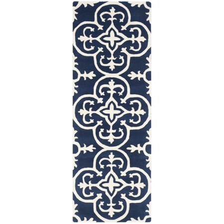 Safavieh Chatham Hand Tufted Rectangle Rug- Dark Blue - Ivory- 2 ft. 3 in. x 7 ft. CHT729C-27